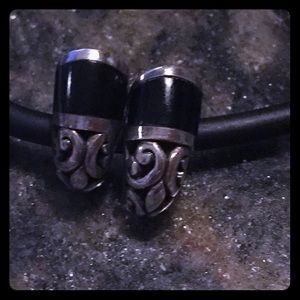 Onyx inlay sterling silver earrings