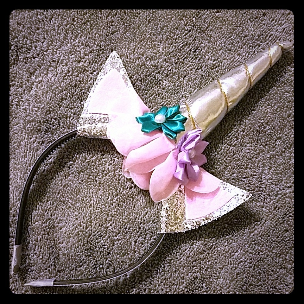 Gold or silver glitter unicorn ears headband