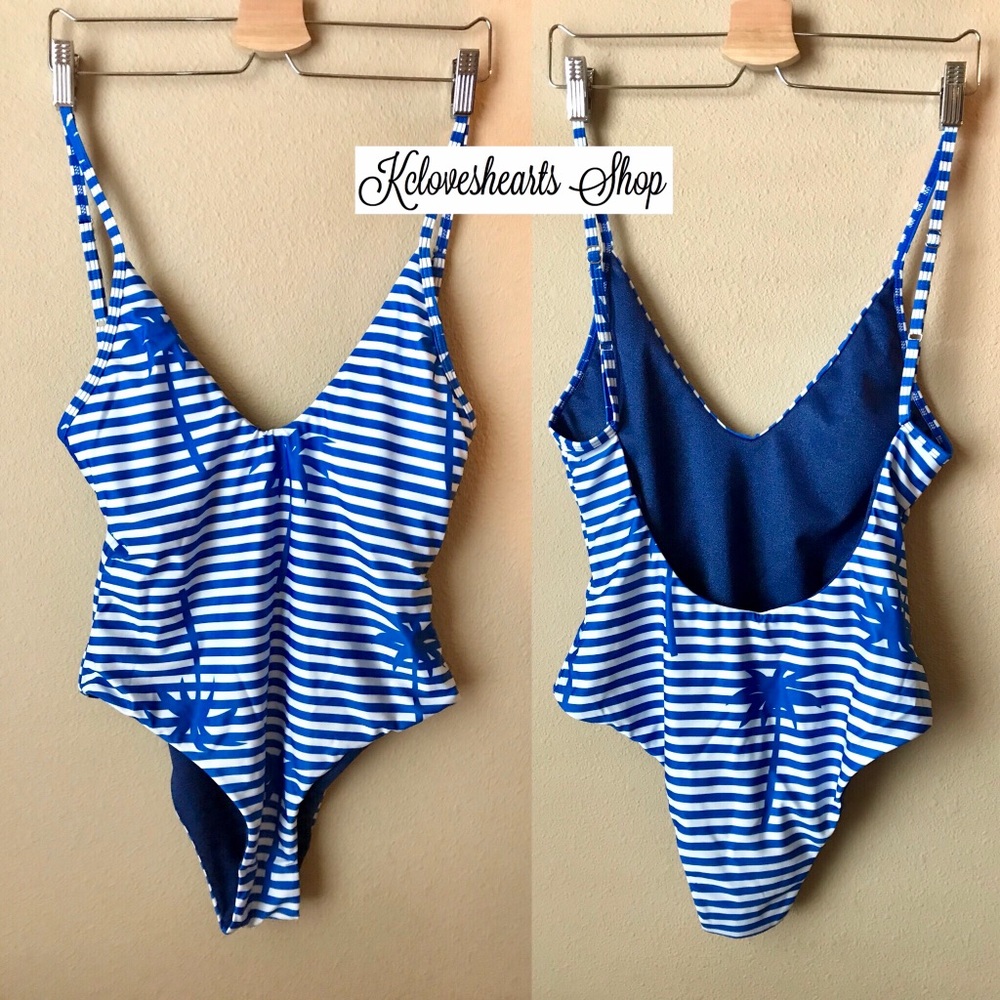 Palm Stripe Printed Monokini - Picture 2 of 2