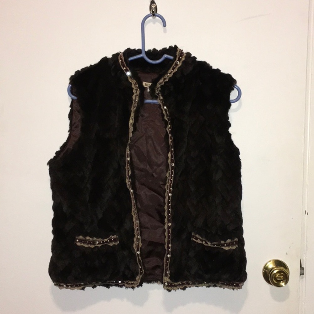 Embellished fur vest