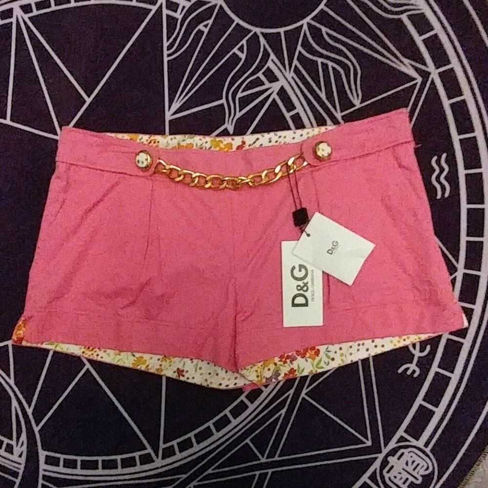 NWT D&G Dolce & Gabbana Hot Pink Chain Shorts 46