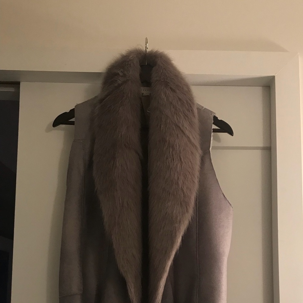 Lovestitch suede vest with faux fur