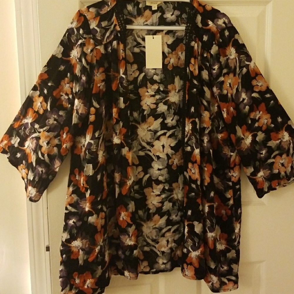 Dark multicolor kimono