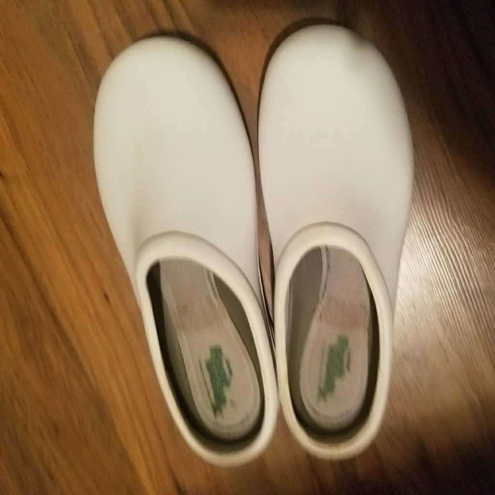 White nursing clogs