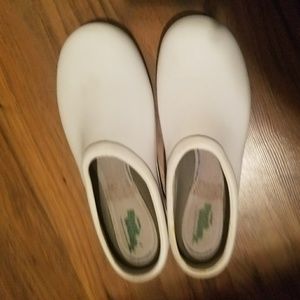 White nursing clogs