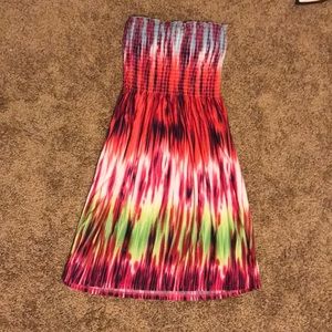 Colorful strapless barely worn sundress