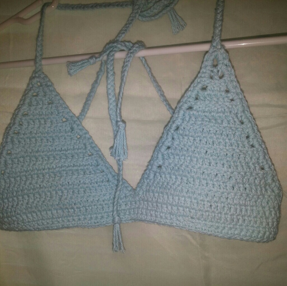 Handmade crochet bikini top.