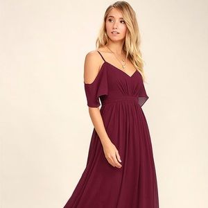 Lulus ways of desire wine red maxi dress