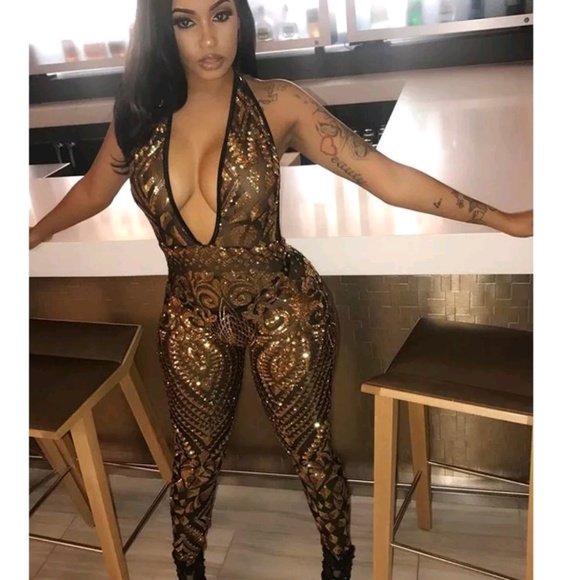 Pants - Gold Sequin Jumpsuit