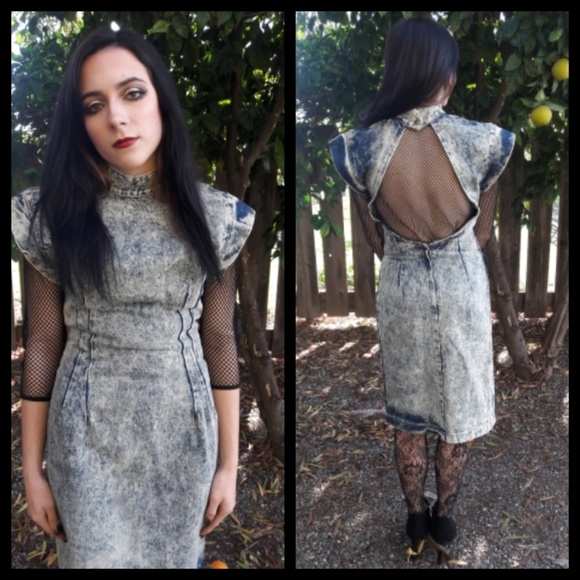 Vintage Dresses & Skirts - Awesome vintage 80's acid wash jean dress!