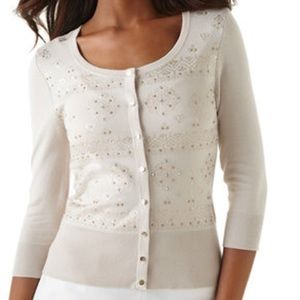 EMBELLLISHED PEARL DUST CARDIGAN