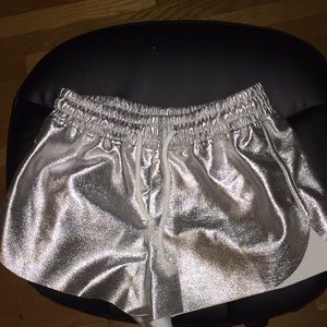 Silver Metallic Drawstring Shorts