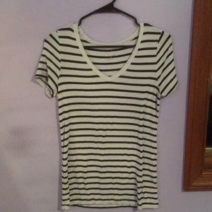 black and white stripe v neck