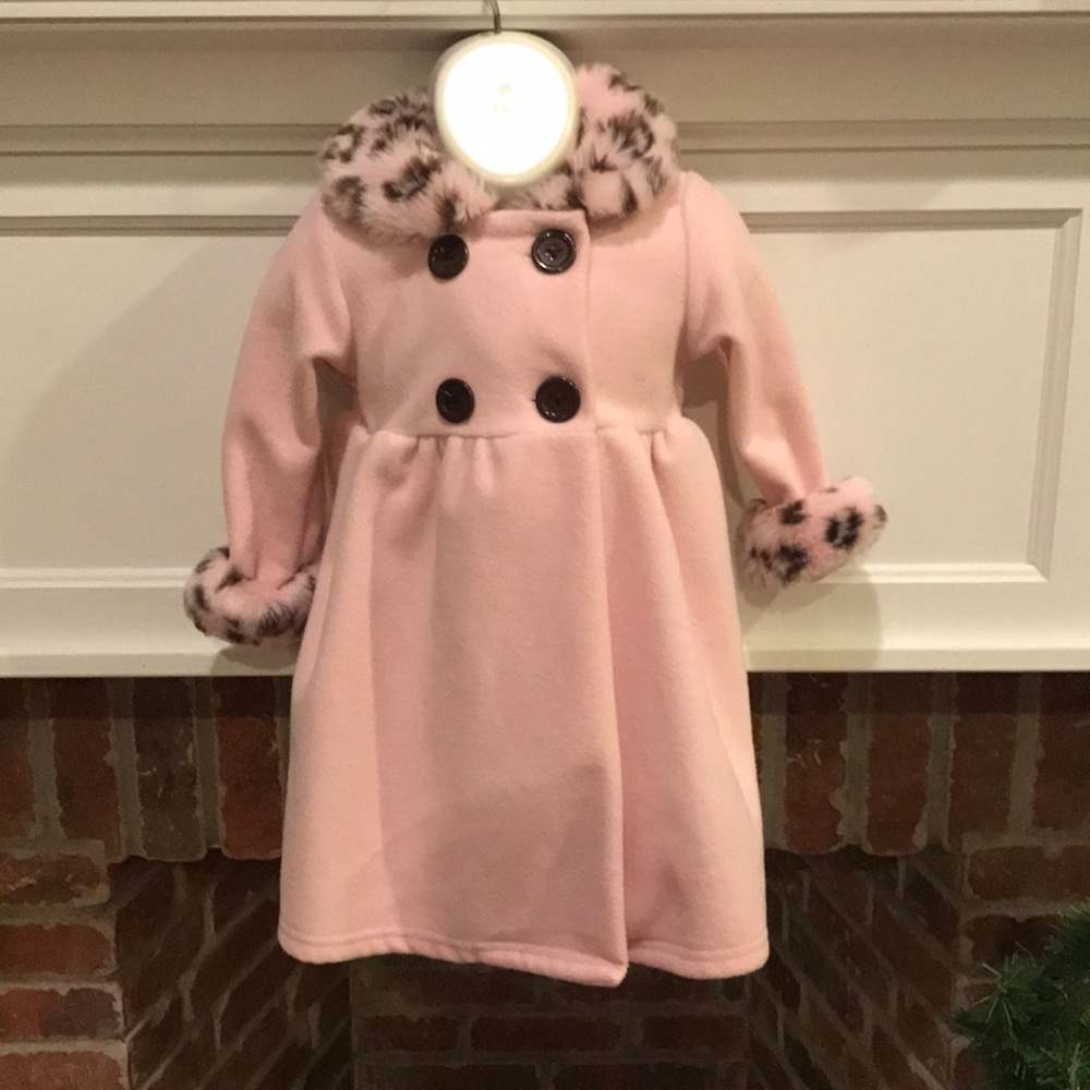 Pink girl's fleece dress coat