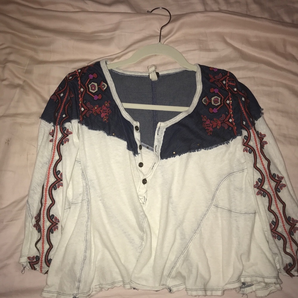 Free People cropped long sleeve detailed shirt
