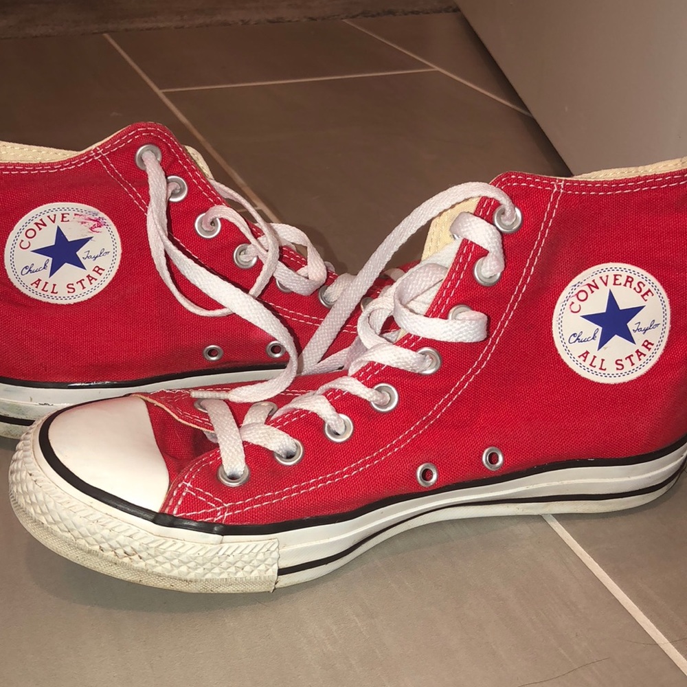 Red Hightop Converse Size 9