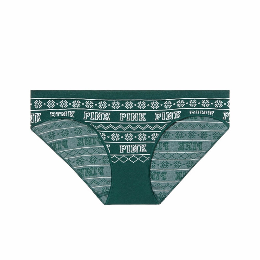 VS Pink SEAMLESS BIKINI PANTY Snowflake Medium