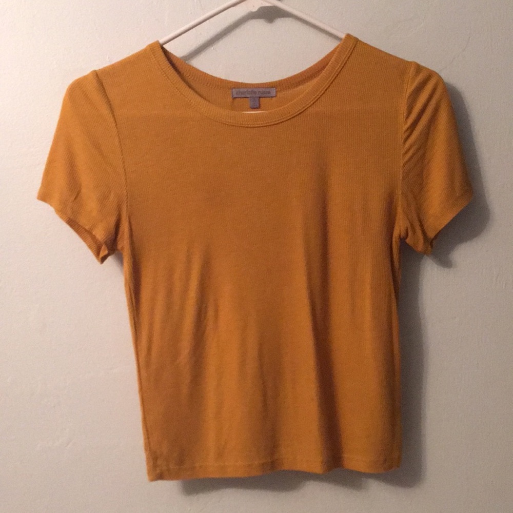 Ribbed Scoop Neck Top in Gold
