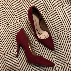 Maroon suede heels
