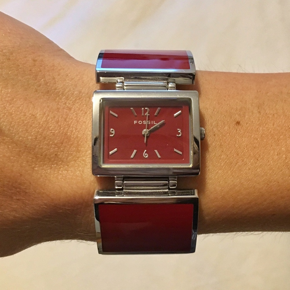 Red Fossil Watch