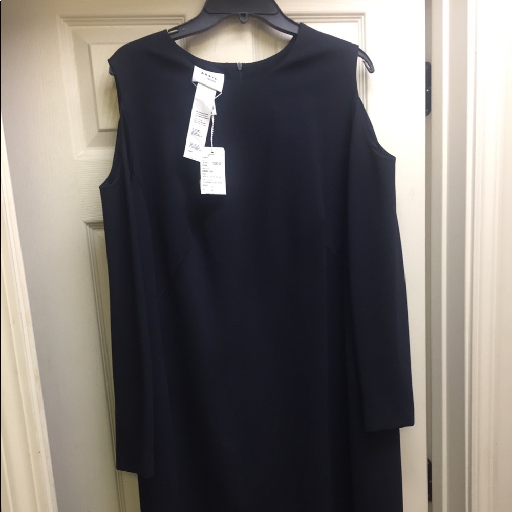 Akris Punto open shoulder long sleeve pocket dress