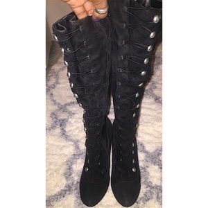 Anne Michelle Button Knee High Boot