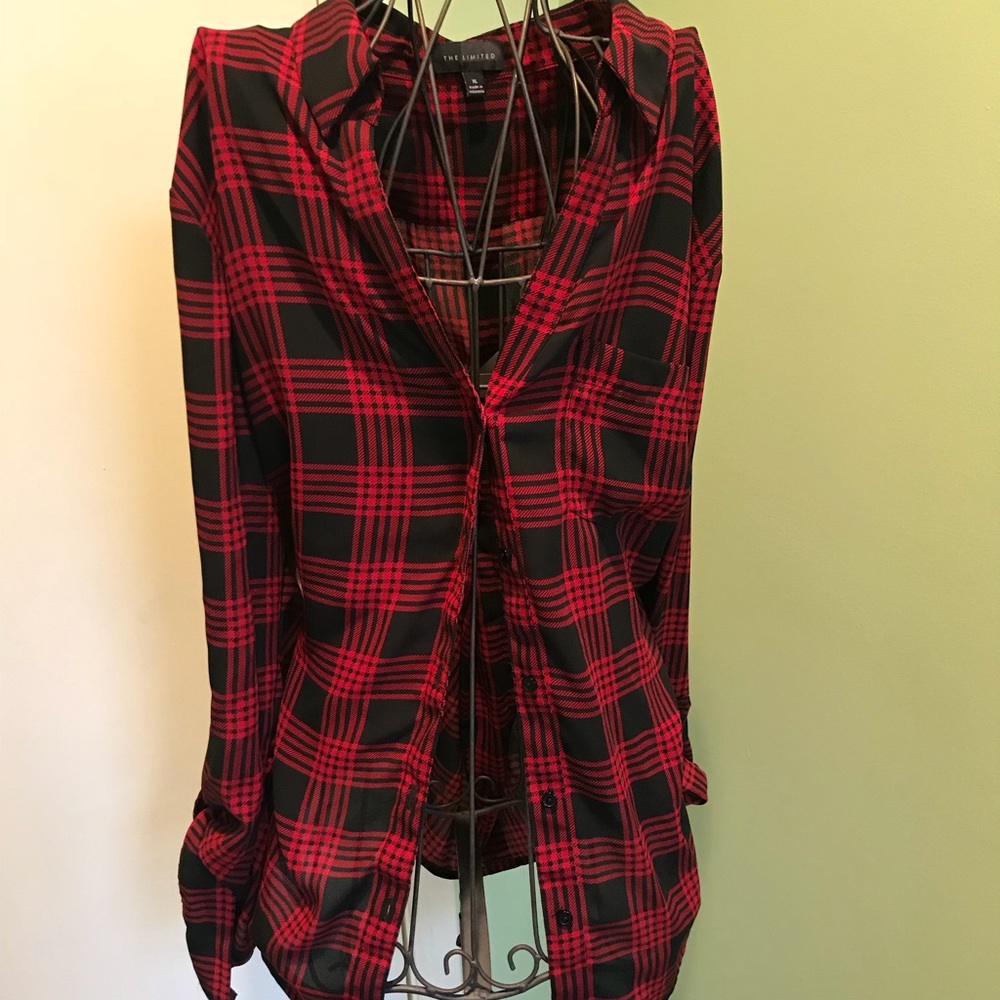 The Limited - Red/Black Button down Blouse - XL