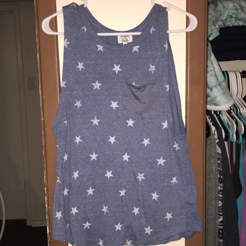 American flag tank top.