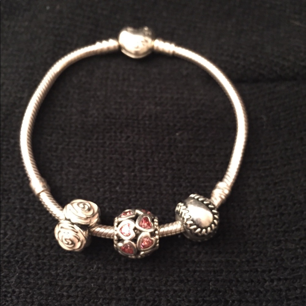 Authentic Pandora Bracelet with 3 charms