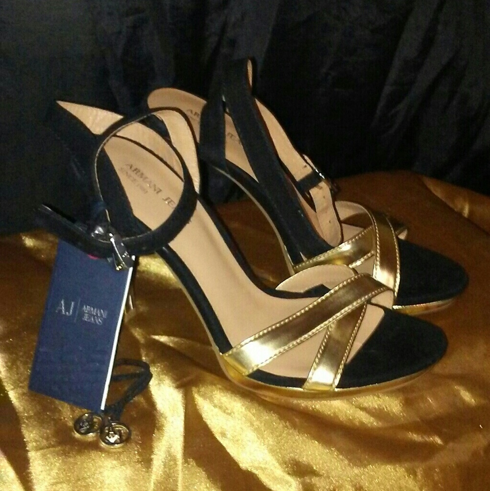 Armani Jeans black and gold heels