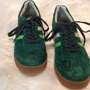 Green leather Gola shoes