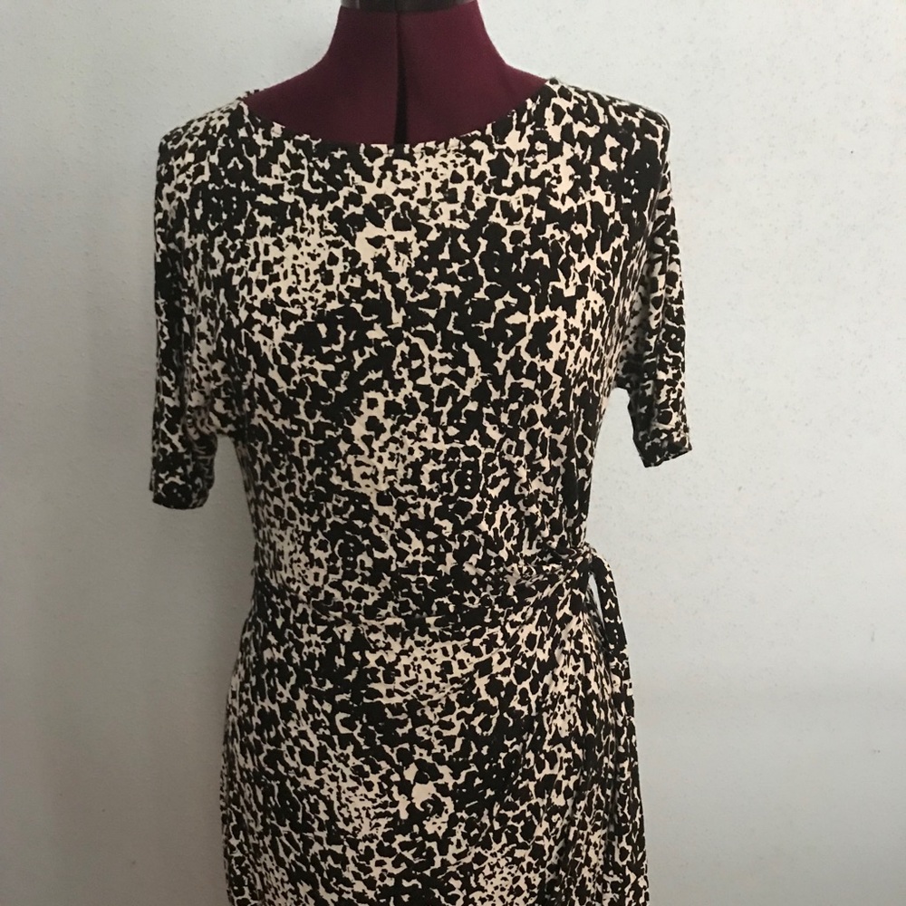Faux wrap dress with self belt