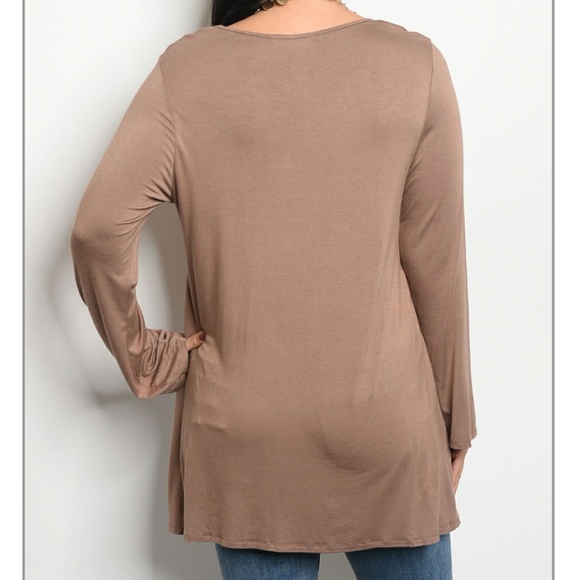 PLUS tan embroidered top - Picture 2 of 4