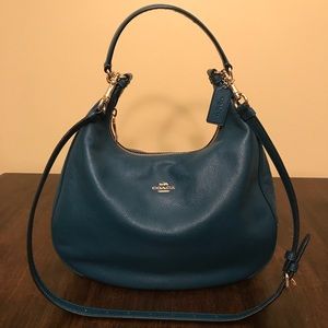 Coach teal leather crossbody bag, super nice
