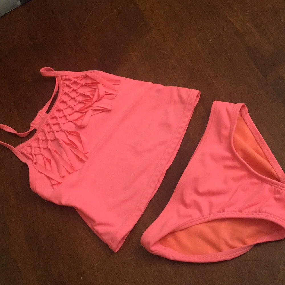 Neon tankini bathing suit