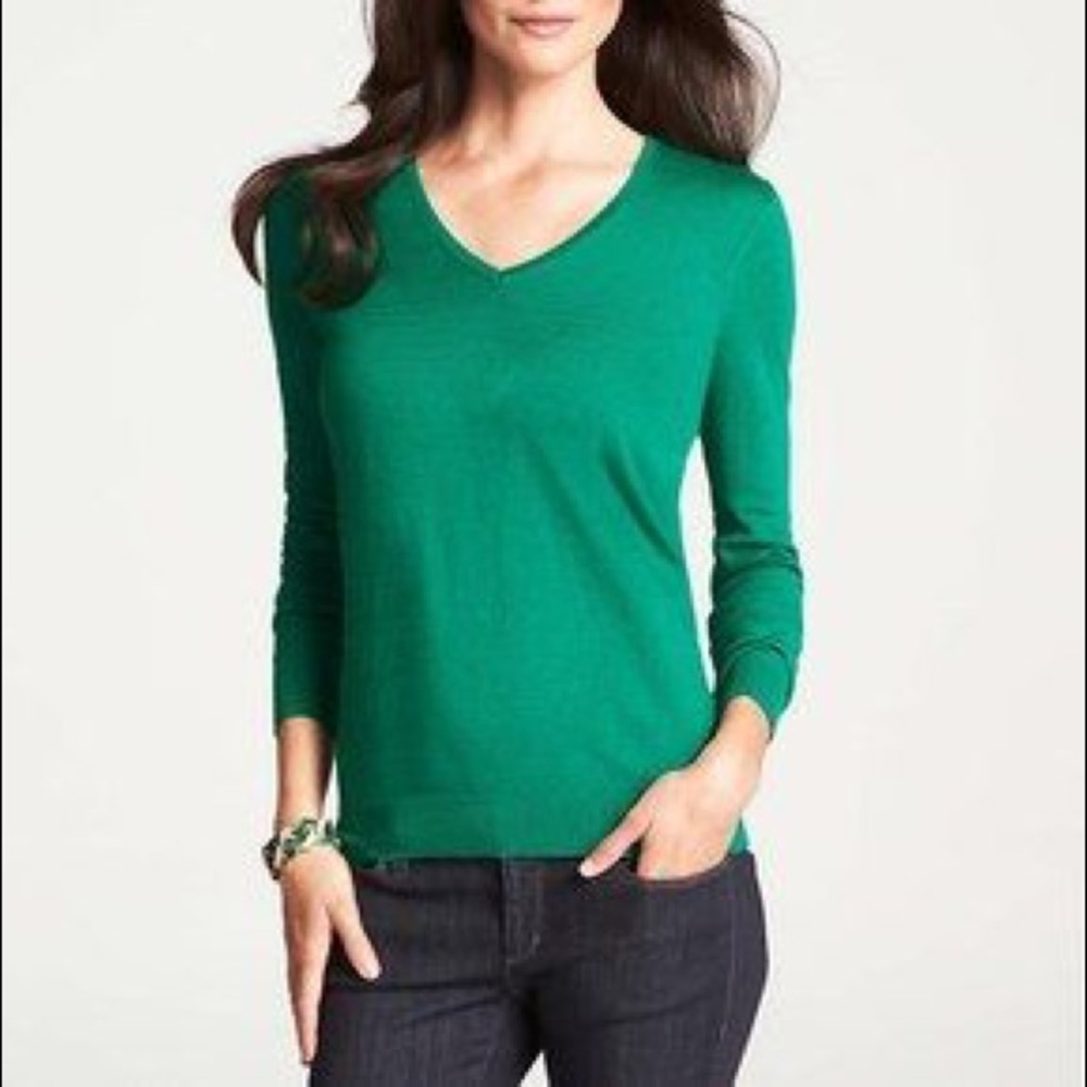 Ann taylor cashmere sweater in emerald green