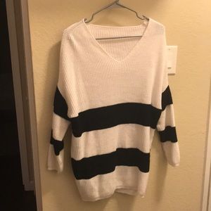 White with Black Stripe Sweater