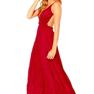 Lulus crocheted red maxi dress