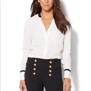White w/Black Tim Large Tall NY & Company Blouse.
