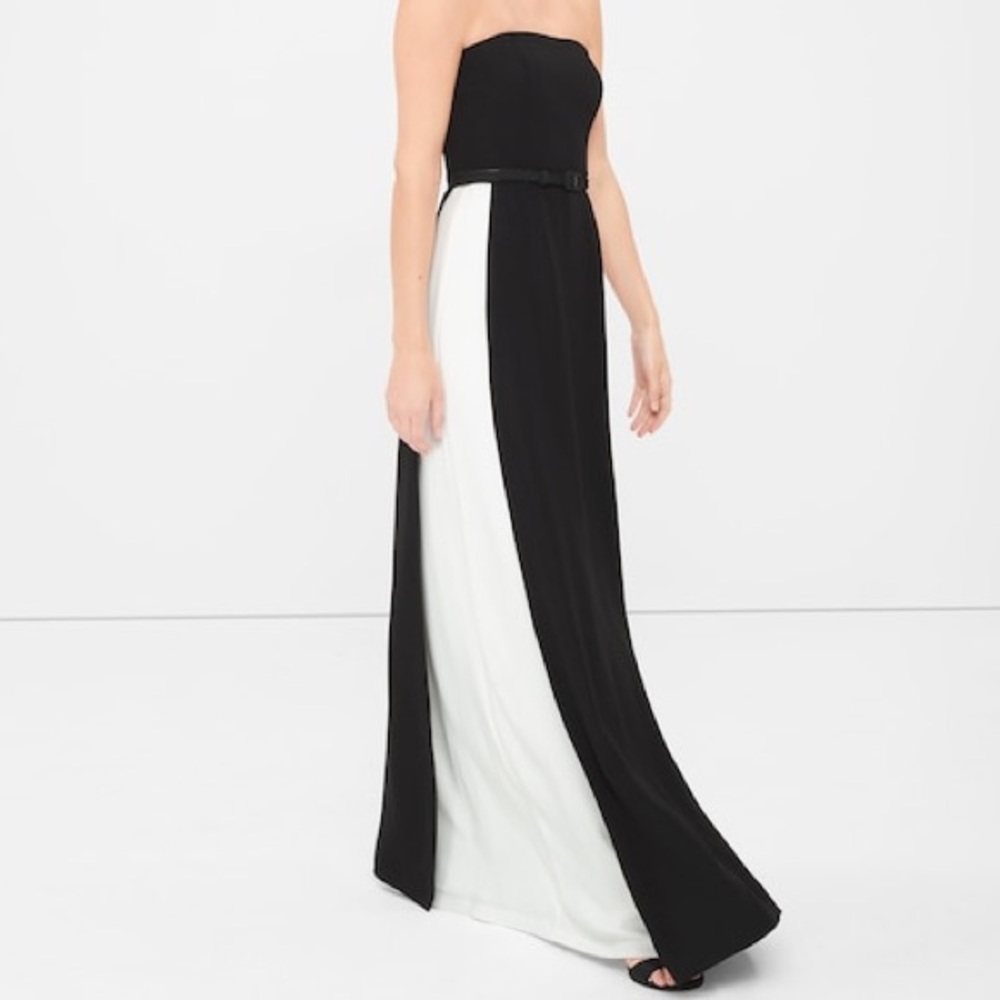 WHBM STRAPLESS COLORBLOCK GOWN