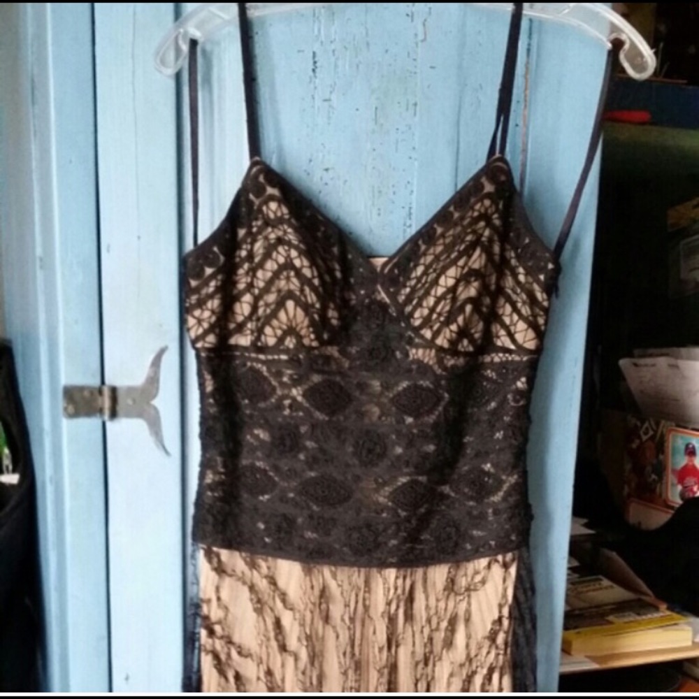 Sue Wong black lace cocktail dress. Roaring 20s