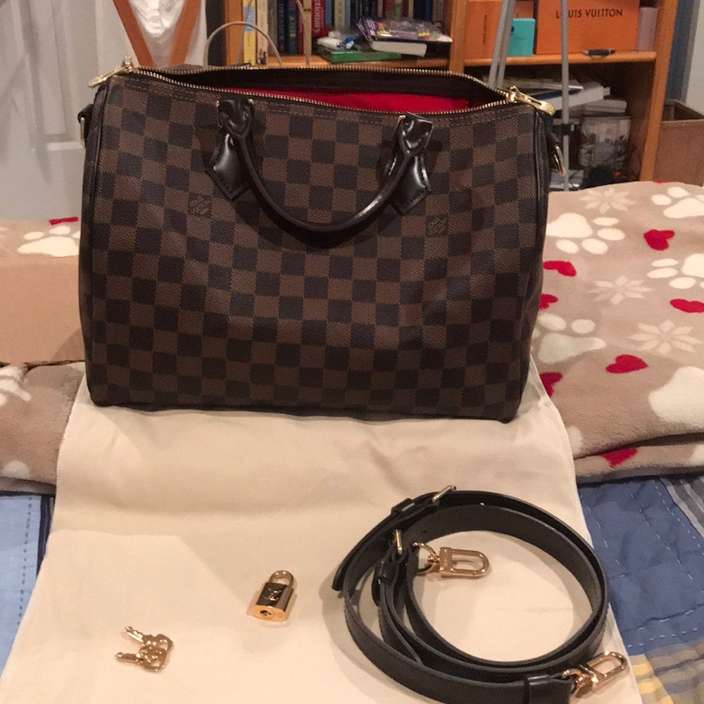 Louis Vuitton Speedy 30 Bandouliere Damier Ebene