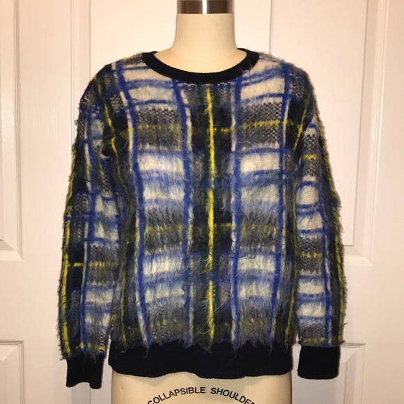 Topshop Jacquard Plaid Crew Neck Sweater - Picture 1 of 5