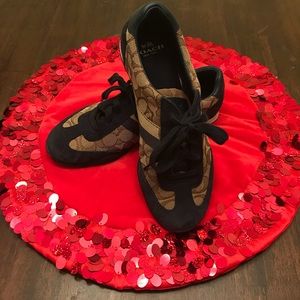 Coach tan and blue sneakers, size 8