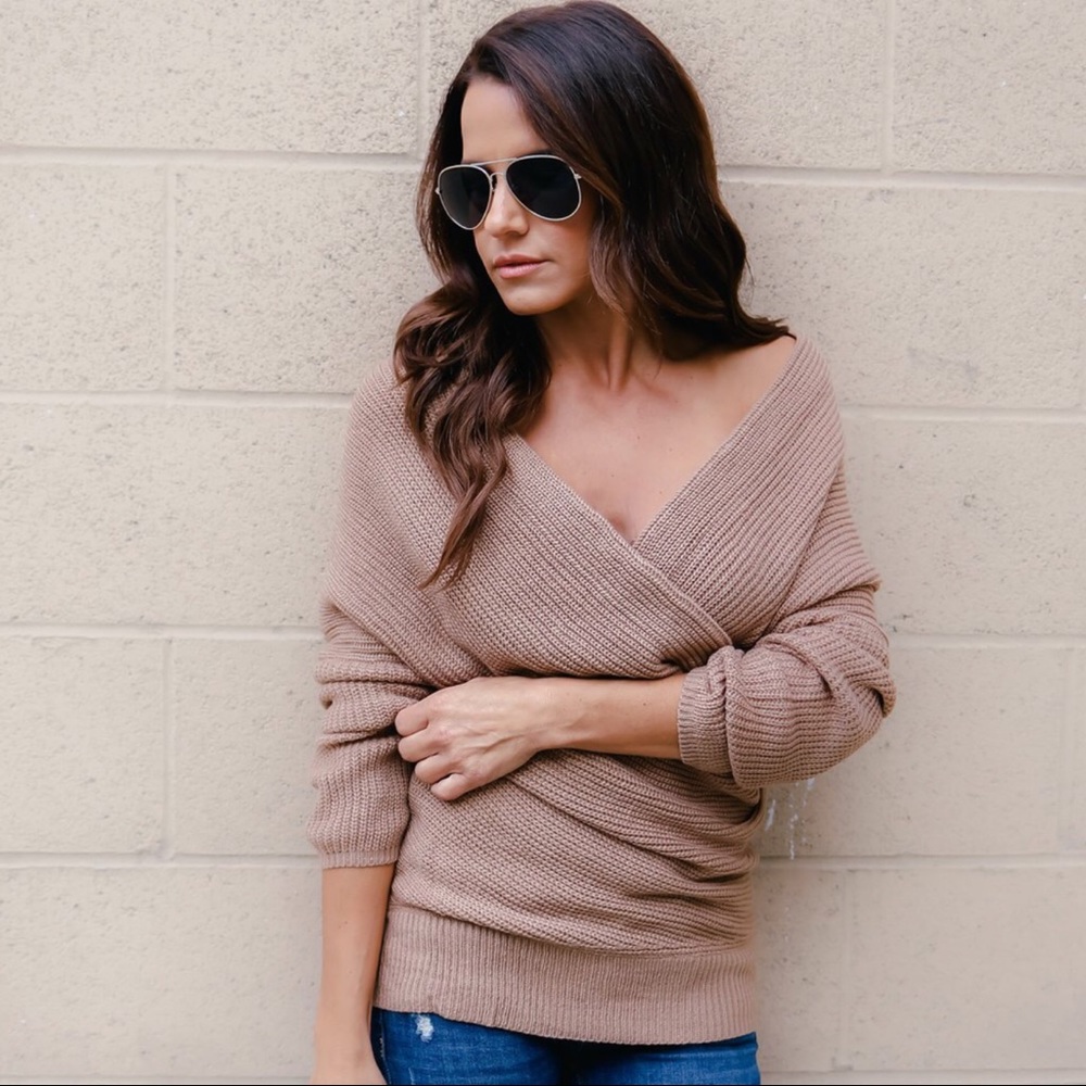1 LEFT‼️SALE‼️5 ⭐️Beige Wrap Sweater - Picture 2 of 5