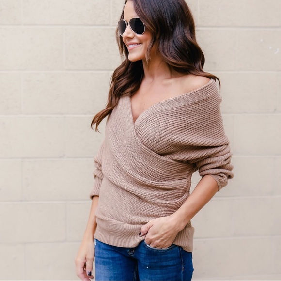 1 LEFT‼️SALE‼️5 ⭐️Beige Wrap Sweater - Picture 3 of 5