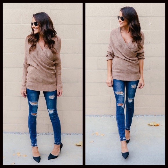 1 LEFT‼️SALE‼️5 ⭐️Beige Wrap Sweater - Picture 4 of 5