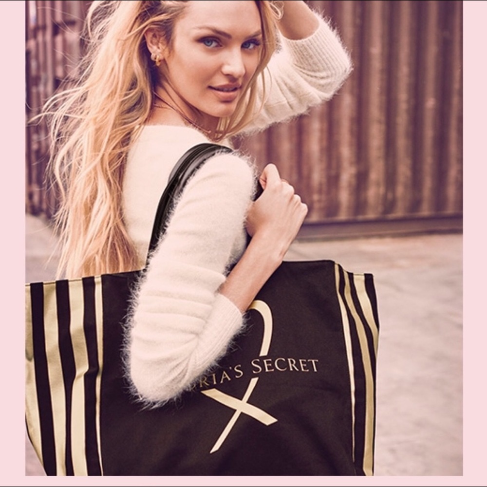 Black and Gold Victoria's Secret Tote Bag