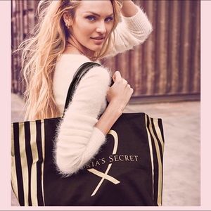 Black and Gold Victoria's Secret Tote Bag