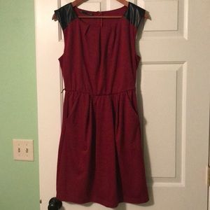 Maurices red rose dress with leather accents